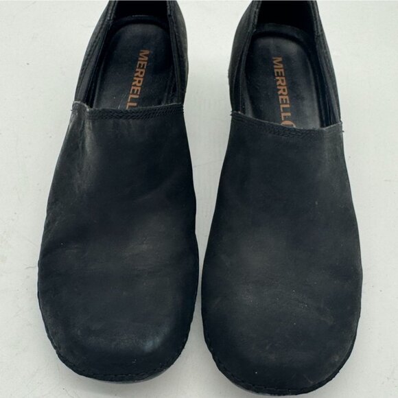Merrell Womens Emma Clogs Shoes Size 8.5 Black Leather Comfort Slip-On Classic - Picture 4 of 13